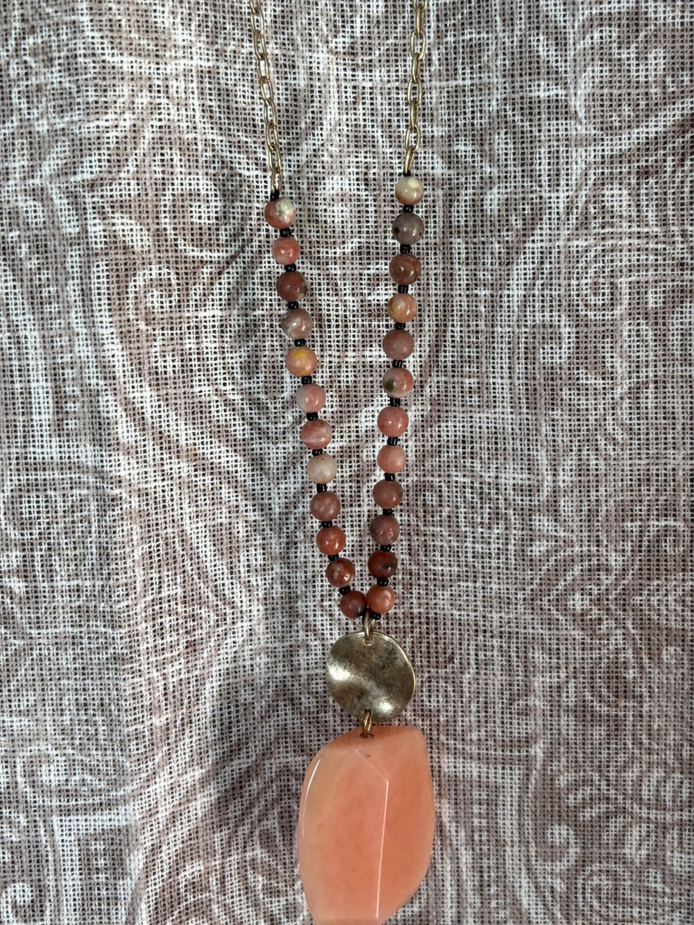 J.Jill Peach Stone Pendant Necklace with Gold Accent